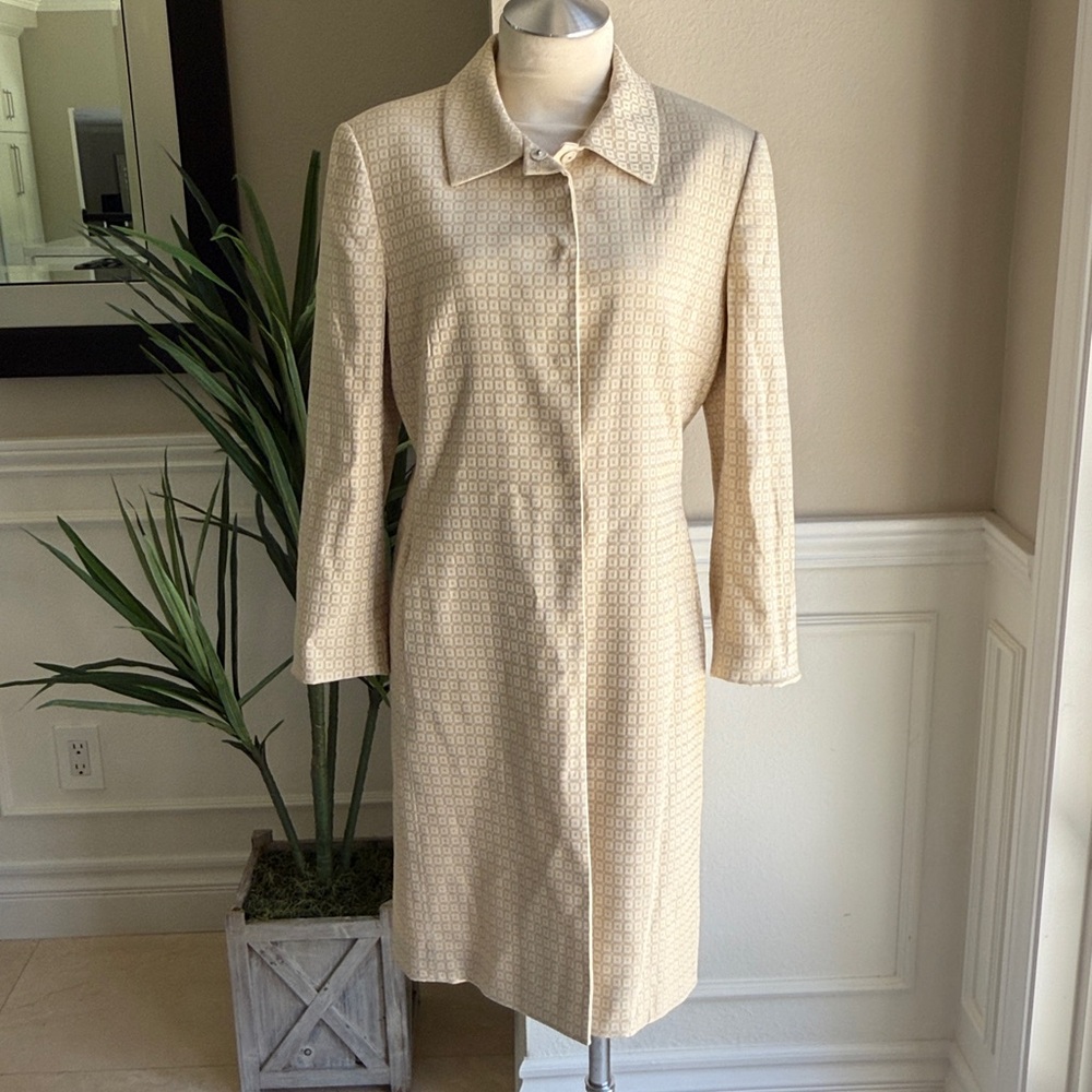 NEW Tahari Arthur S Levine Cream Women's Long Coat Button Office Winter Size 12P